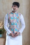 Buy_Aryavir Malhotra_Beige Soft Cotton Printed Abstract Nehru Jacket _at_Aza_Fashions