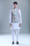 Buy_Aryavir Malhotra_Beige Soft Cotton Printed Abstract Nehru Jacket _Online_at_Aza_Fashions