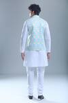 Shop_Arihant Rai Sinha_Blue Cotton Hexagon Print Nehru Jacket _at_Aza_Fashions