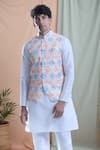 Buy_Aryavir Malhotra_Pink Soft Cotton Printed Hexagon Nehru Jacket _at_Aza_Fashions