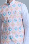 Aryavir Malhotra_Pink Soft Cotton Printed Hexagon Nehru Jacket _Online_at_Aza_Fashions