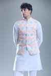 Buy_Aryavir Malhotra_Pink Soft Cotton Printed Hexagon Nehru Jacket _Online_at_Aza_Fashions