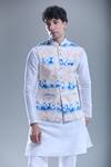 Arihant Rai Sinha_Beige Soft Cotton Printed Geometric Nehru Jacket _Online_at_Aza_Fashions