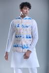 Buy_Arihant Rai Sinha_Beige Soft Cotton Printed Geometric Nehru Jacket _Online_at_Aza_Fashions
