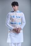 Shop_Arihant Rai Sinha_Beige Soft Cotton Printed Geometric Nehru Jacket _Online_at_Aza_Fashions