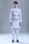 Arihant Rai Sinha_Beige Soft Cotton Printed Geometric Nehru Jacket _at_Aza_Fashions