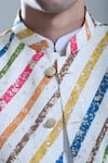 Buy_Aryavir Malhotra_Cream Soft Cotton Printed Stripe Nehru Jacket 