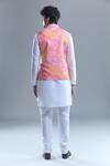 Shop_Aryavir Malhotra_Pink Soft Cotton Printed Autumn Leaf Nehru Jacket _at_Aza_Fashions