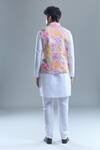 Shop_Aryavir Malhotra_Grey Soft Cotton Printed Autumn Leaf Botanical Nehru Jacket _at_Aza_Fashions