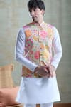 Buy_Aryavir Malhotra_Green Soft Cotton Printed Florette Nehru Jacket _at_Aza_Fashions