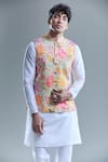 Aryavir Malhotra_Green Soft Cotton Printed Florette Nehru Jacket _Online_at_Aza_Fashions