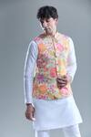 Shop_Aryavir Malhotra_Green Soft Cotton Printed Florette Nehru Jacket _Online_at_Aza_Fashions