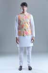 Buy_Aryavir Malhotra_Green Soft Cotton Printed Florette Nehru Jacket 