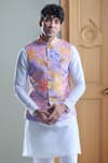 Buy_Aryavir Malhotra_Purple Soft Cotton Printed Garden Nehru Jacket _at_Aza_Fashions