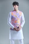 Shop_Aryavir Malhotra_Purple Soft Cotton Printed Garden Nehru Jacket _Online_at_Aza_Fashions