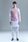 Aryavir Malhotra_Purple Soft Cotton Printed Garden Nehru Jacket _at_Aza_Fashions