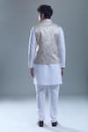 Shop_Aryavir Malhotra_Beige Jacquard Woven Paisley Nehru Jacket _at_Aza_Fashions