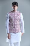 Buy_Aryavir Malhotra_Purple Soft Cotton Printed Diamond Nehru Jacket _Online_at_Aza_Fashions