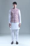 Shop_Aryavir Malhotra_Purple Soft Cotton Printed Diamond Nehru Jacket _Online_at_Aza_Fashions