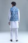 Shop_Arihant Rai Sinha_Blue Cotton Embroidery Zig Zag Print Nehru Jacket _at_Aza_Fashions