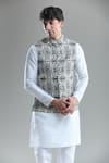 Arihant Rai Sinha_Black Cotton Diamonds Printed Nehru Jacket _Online_at_Aza_Fashions