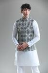 Buy_Arihant Rai Sinha_Black Cotton Diamonds Printed Nehru Jacket _Online_at_Aza_Fashions