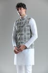 Shop_Arihant Rai Sinha_Black Cotton Diamonds Printed Nehru Jacket _Online_at_Aza_Fashions