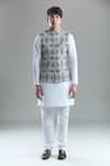 Arihant Rai Sinha_Black Cotton Diamonds Printed Nehru Jacket _at_Aza_Fashions
