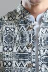 Buy_Arihant Rai Sinha_Black Cotton Diamonds Printed Nehru Jacket 