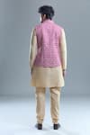 Shop_Aryavir Malhotra_Pink Kurta And Churidar Silk Embroidered Bandhani Floral Motif Bandi With Set _at_Aza_Fashions