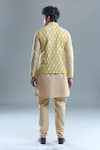 Shop_Arihant Rai Sinha_Gold Kurta And Churidar Silk Embroidered Bandhani Geometric Woven Bandi & Set _at_Aza_Fashions