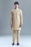 Arihant Rai Sinha_Gold Kurta And Churidar Silk Embroidered Bandhani Geometric Woven Bandi & Set _Online_at_Aza_Fashions