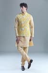 Buy_Arihant Rai Sinha_Gold Kurta And Churidar Silk Embroidered Bandhani Geometric Woven Bandi & Set 