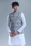 Arihant Rai Sinha Black Silk, Cotton Foil Printing Printed Bandi And Kurta Set Online at Aza Fashions Arihant Rai Sinha_Black Silk, Cotton Foil Printing Printed Bandi And Kurta Set _Online_at_Aza_Fashions