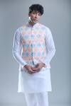 Buy Arihant Rai Sinha Pink Cotton, Silk Foil Printing Geometric Bandi And Kurta Set Online at Aza Fashions Buy_Arihant Rai Sinha_Pink Cotton, Silk Foil Printing Geometric Bandi And Kurta Set _Online_at_Aza_Fashions