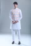 Arihant Rai Sinha Pink Cotton, Silk Foil Printing Geometric Bandi And Kurta Set at Aza Fashions Arihant Rai Sinha_Pink Cotton, Silk Foil Printing Geometric Bandi And Kurta Set _at_Aza_Fashions