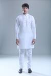 Arihant Rai Sinha_Yellow Kurta And Churidar Silk Printed Foil Botanical Bandi Set _Online_at_Aza_Fashions