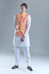 Buy_Arihant Rai Sinha_Yellow Kurta And Churidar Silk Printed Foil Botanical Bandi Set _Online_at_Aza_Fashions