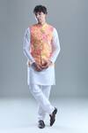 Arihant Rai Sinha_Yellow Kurta And Churidar Silk Printed Foil Botanical Bandi Set _at_Aza_Fashions