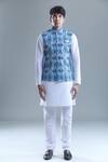 Buy Arihant Rai Sinha Blue Cotton, Silk Sequins, Embroidery Geometric Bandi Set Buy_Arihant Rai Sinha_Blue Cotton, Silk Sequins, Embroidery Geometric Bandi Set