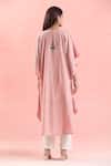 Shop_Samyukta Singhania_Pink Cotton Embroidery V-neck Resham Kaftan _at_Aza_Fashions
