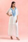 Shop Samyukta Singhania White Georgette Embroidery V-neck Paisley Kaftan Online at Aza Fashions Shop_Samyukta Singhania_White Georgette Embroidery V-neck Paisley Kaftan_Online_at_Aza_Fashions