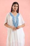 Buy Samyukta Singhania White Georgette Embroidery V-neck Paisley Kaftan Buy_Samyukta Singhania_White Georgette Embroidery V-neck Paisley Kaftan