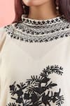 Buy_Samyukta Singhania_White Cotton Embroidery Round Neck Floral Placement Kaftan