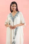 Buy Samyukta Singhania White Cotton Embroidery Plunge Neck Paisley Kaftan Online at Aza Fashions Buy_Samyukta Singhania_White Cotton Embroidery Plunge Neck Paisley Kaftan_Online_at_Aza_Fashions