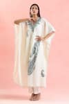 Shop Samyukta Singhania White Cotton Embroidery Plunge Neck Paisley Kaftan Online at Aza Fashions Shop_Samyukta Singhania_White Cotton Embroidery Plunge Neck Paisley Kaftan_Online_at_Aza_Fashions