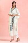 Samyukta Singhania White Cotton Embroidery Plunge Neck Paisley Kaftan at Aza Fashions Samyukta Singhania_White Cotton Embroidery Plunge Neck Paisley Kaftan_at_Aza_Fashions