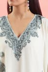 Buy Samyukta Singhania White Cotton Embroidery Plunge Neck Paisley Kaftan Buy_Samyukta Singhania_White Cotton Embroidery Plunge Neck Paisley Kaftan