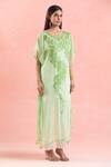Buy_Samyukta Singhania_Green Georgette Embroidery Boat Neck Leaf Vine Kaftan_Online_at_Aza_Fashions