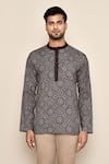 Buy_Arihant Rai Sinha_Black Printed Floral Short Kurta _Online_at_Aza_Fashions